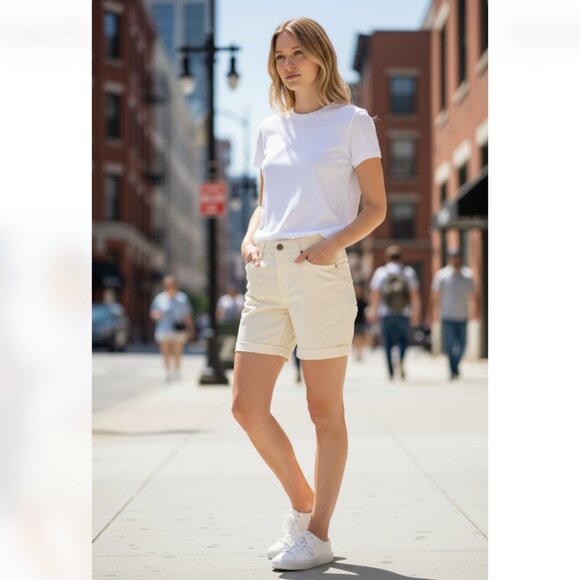 Democracy Pants - NWT Democracy Illiana Ab Solution Cuffed Denim Short 16W Pale Yellow